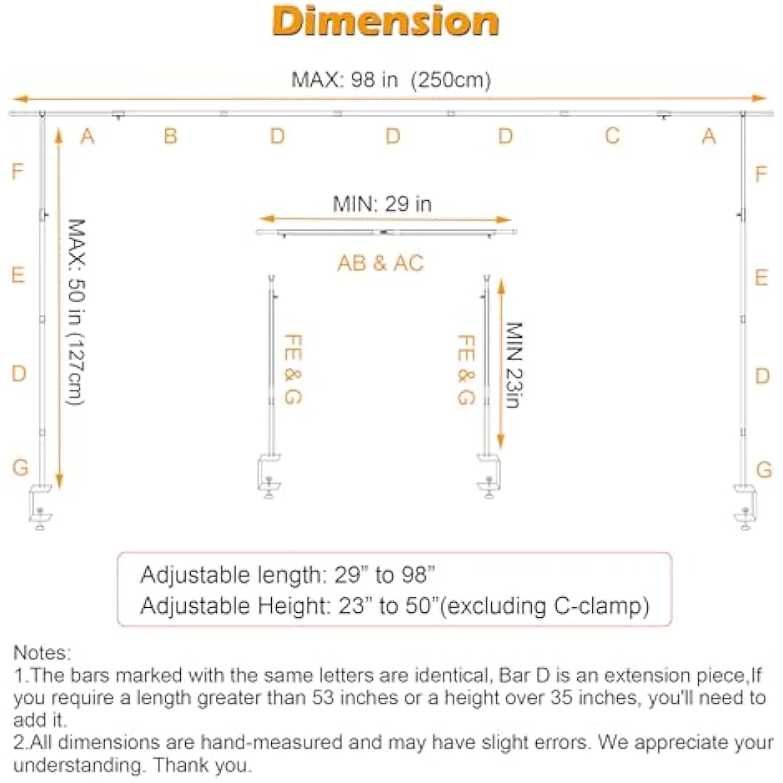 Gold Over Table Rod Stand – Adjustable Metal Arch Frame