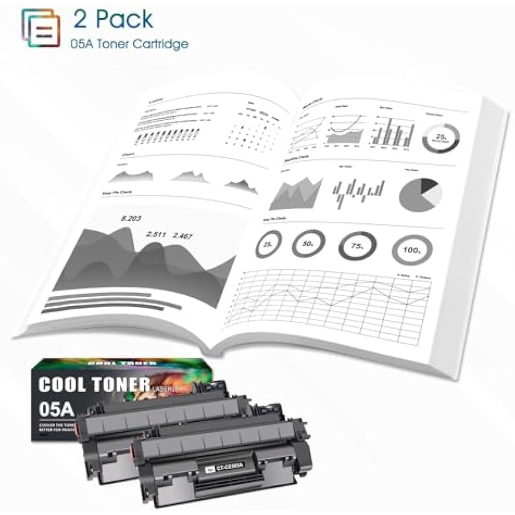 Cool Toner 2-Pack Black Toner Cartridge for HP 05A CE505A LaserJet P2035