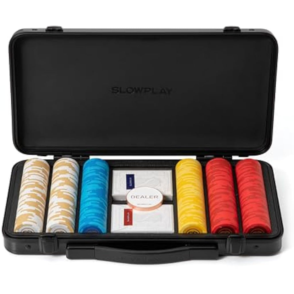 SLOWPLAY Godel 300 PCS Blank Clay Poker Chips Set with Polycarbonate Case