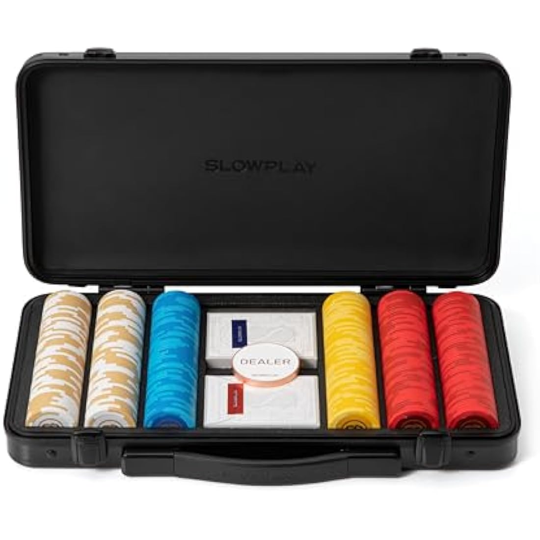 SLOWPLAY Godel 300 PCS Blank Clay Poker Chips Set with Polycarbonate Case