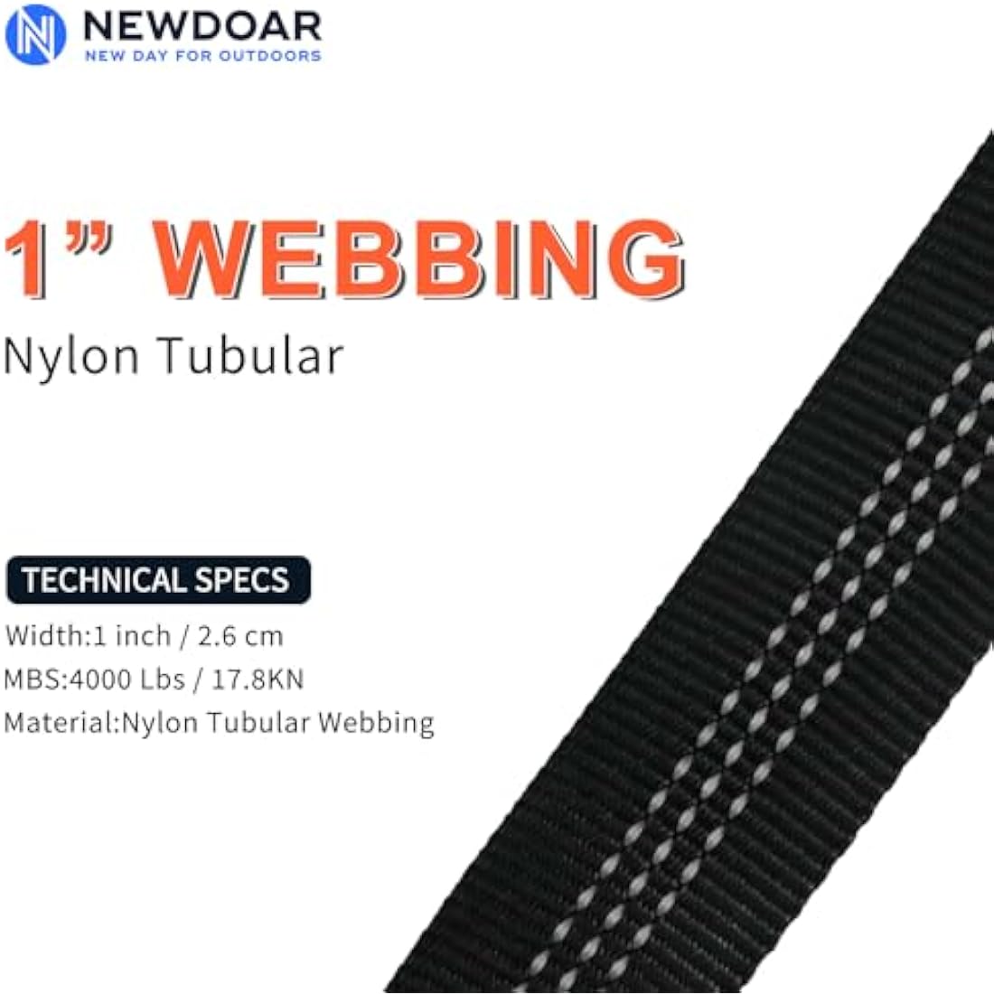 NewDoar 1" Nylon Tubular Climbing Webbing – UIAA & CE Certified Strap
