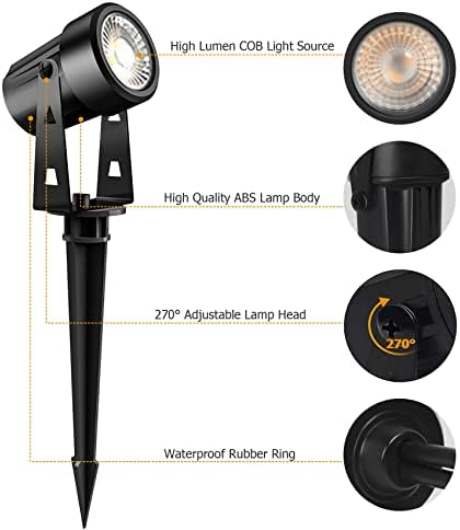 Totofac 12V LED Garden Spike Lights - 6-Pack IP65 Waterproof Pathway Lights