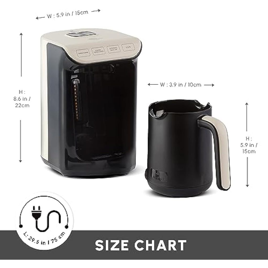 Karaca Hatır Köz Turkish Coffee Machine | 5-Cup Automatic Maker, Cream