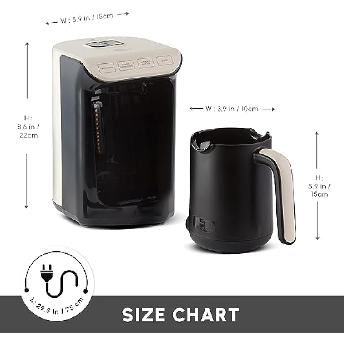 Karaca Hatır Köz Turkish Coffee Machine | 5-Cup Automatic Maker, Cream