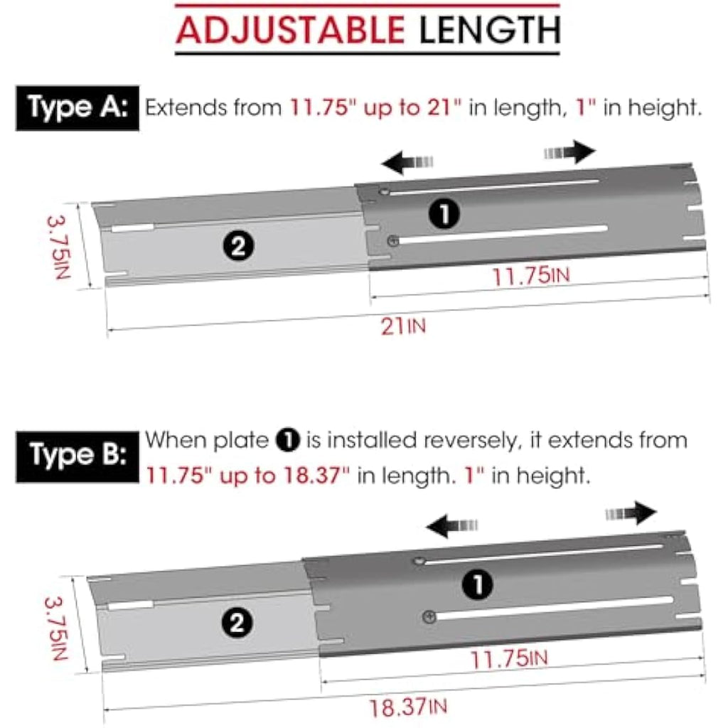 Unicook Adjustable Porcelain Steel BBQ Heat Shield Plates, 4 Pack