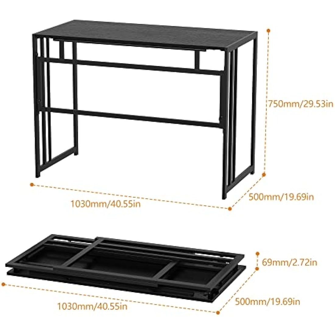 Ulifance Folding Computer Desk – No-Assembly Space Saving Writing Desk