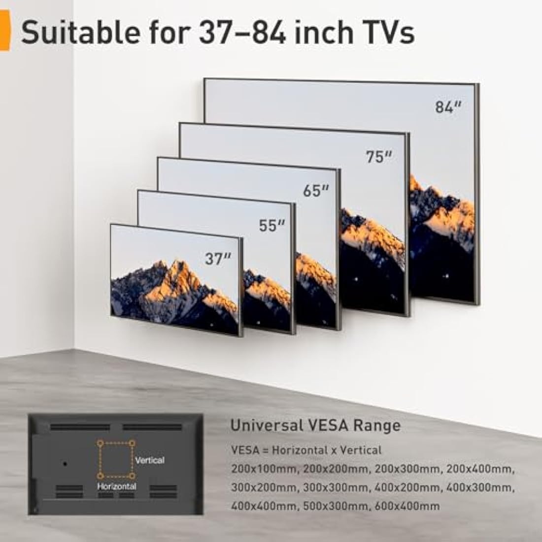 Perlegear Full Motion TV Wall Mount | Swivel & Tilt for 37-84 Inch TVs