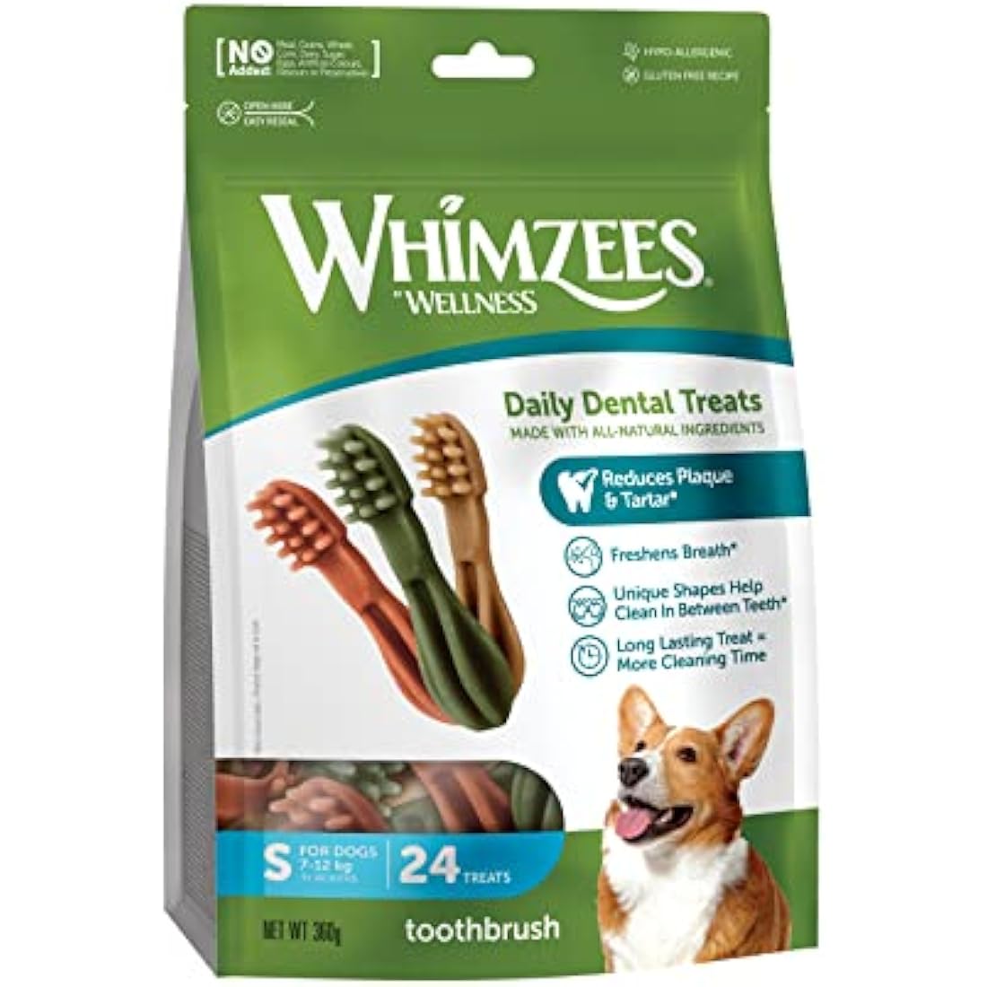 WHIMZEES Natural Grain-Free Dental Dog Chews for Small Breeds, 24ct