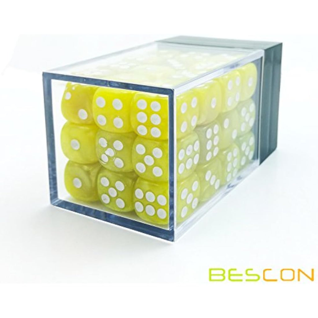Bescon 12mm Marble Yellow 6-Sided Dice Set | 36 Piece Block of Dice