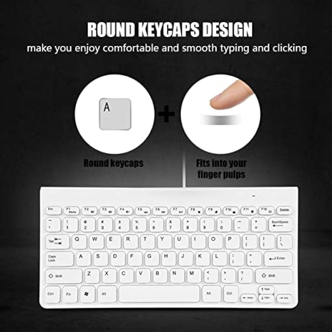 Richer-R Ultra-Thin Wired Keyboard and Mouse Set | Compact USB Combo (White)