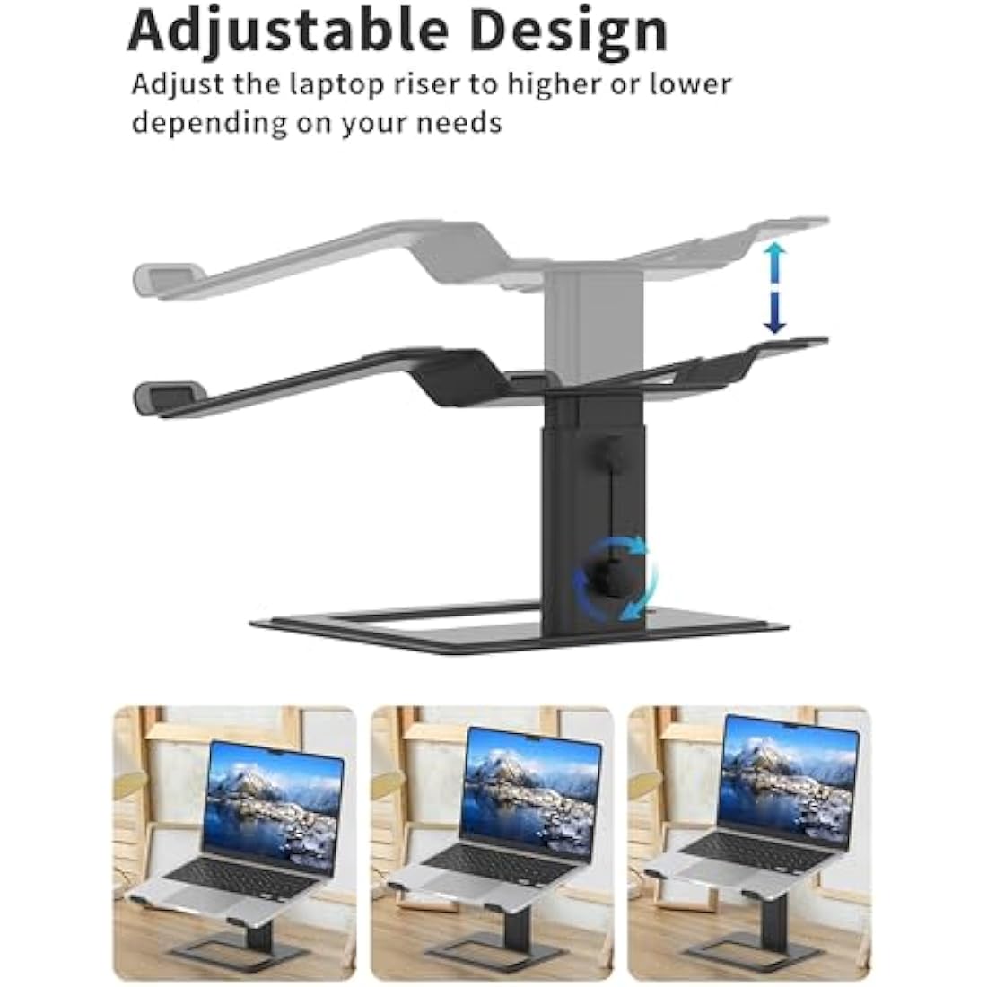 Soundance Adjustable Laptop Stand – Ergonomic Aluminum Riser, Black