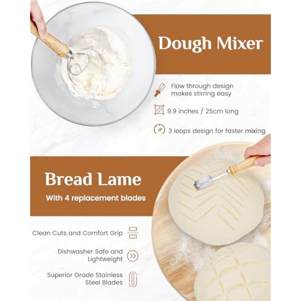 Sourdough Bread Proofing Basket Set | 2-Piece Rattan Banneton Kit