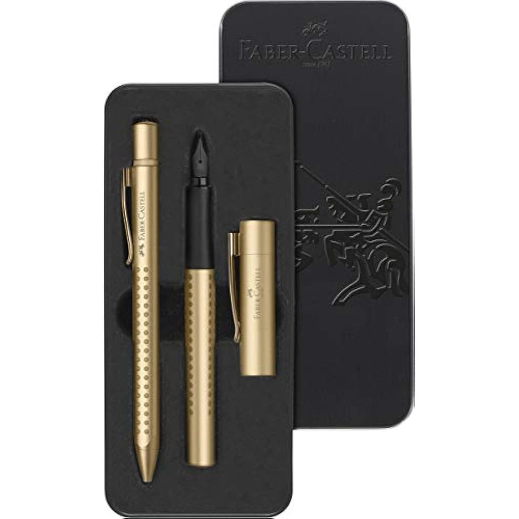 Faber-Castell Grip Edition Fountain and Ballpoint Pen Set, Gold, Nib M