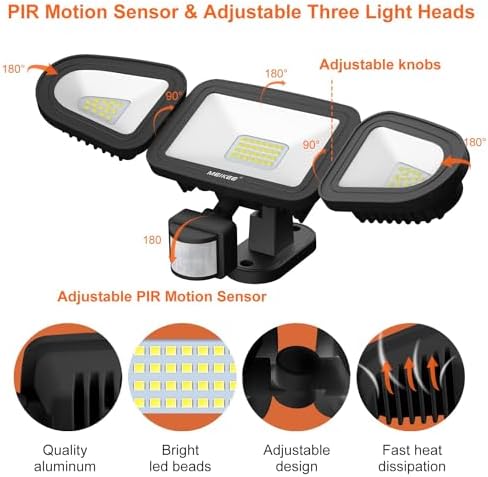 MEIKEE 42W LED Motion Sensor Security Light | 3600LM IP66 Floodlight