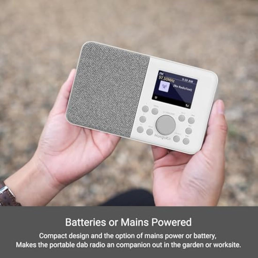 MangoKit MD3 DAB/DAB+ Digital Radio with Bluetooth & Dual Alarm – Stone Grey