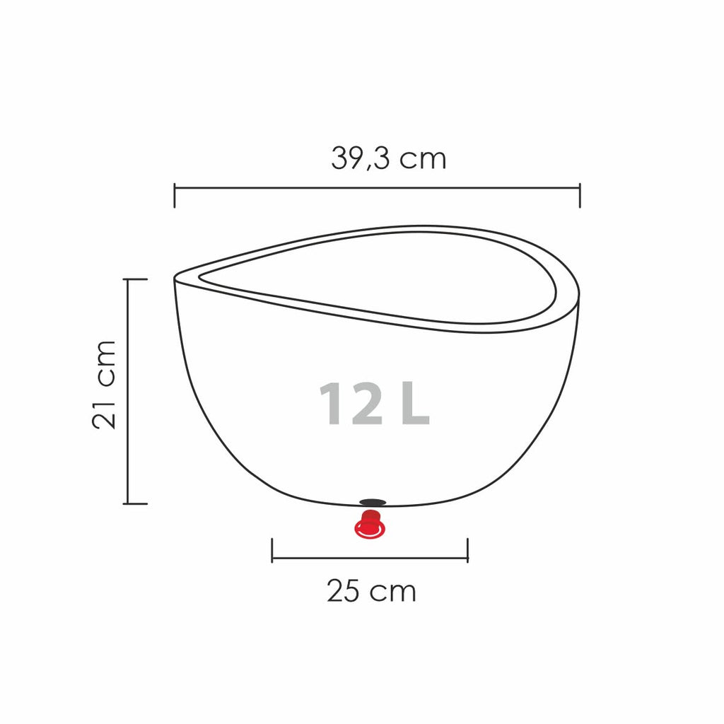 Scheurich Wave Globe Bowl – Round Plastic Outdoor Planter, Black Granite