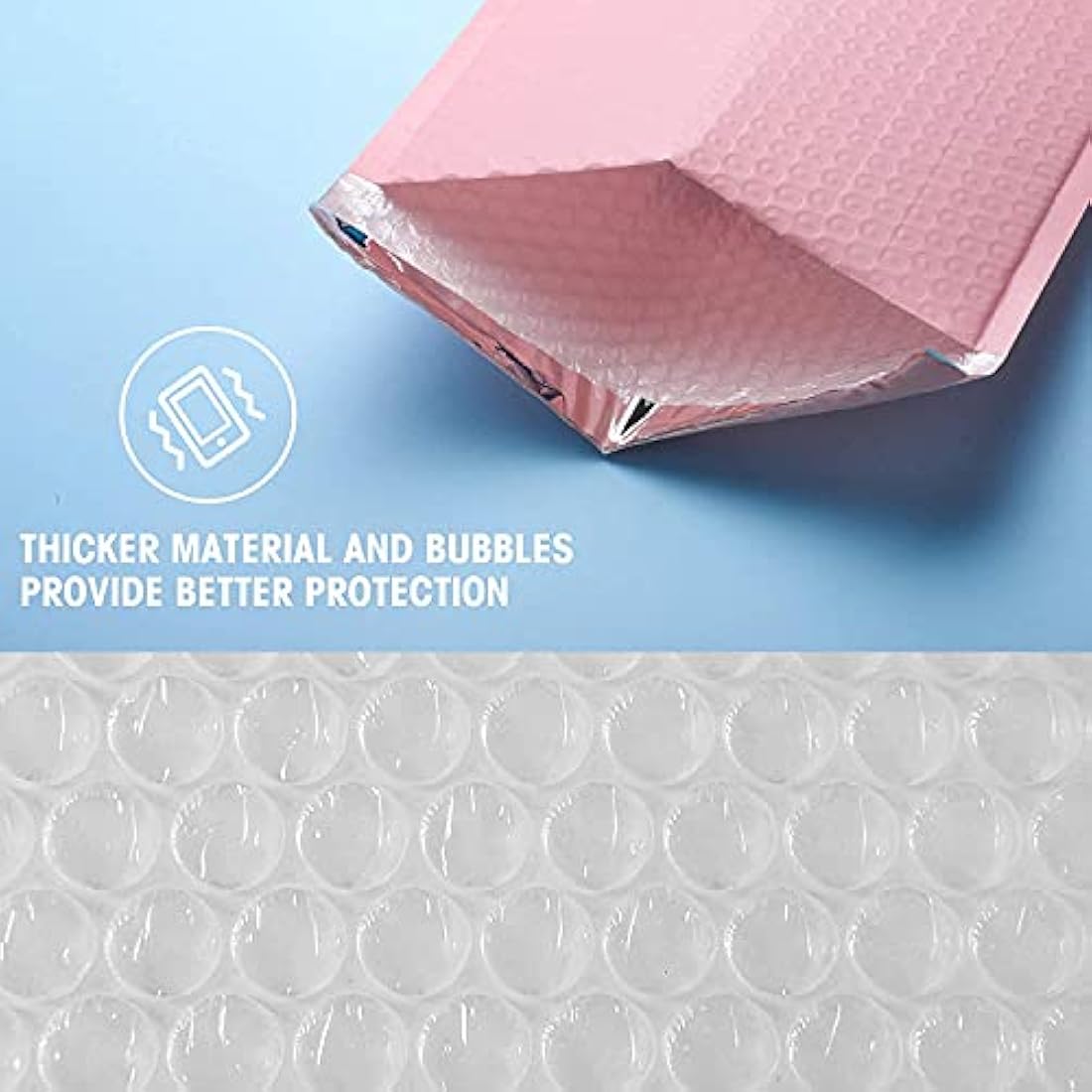 Switory Poly Bubble Mailers – 25 Pack Padded Envelopes, Pale Pink, 26.7x38cm