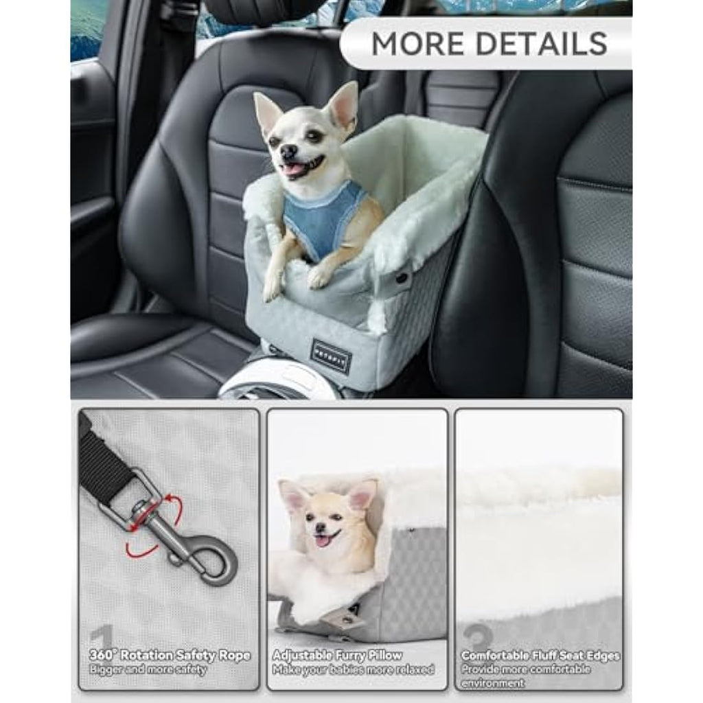 Petsfit Center Console Dog Car Seat – Small Pet Booster with Safety Hooks