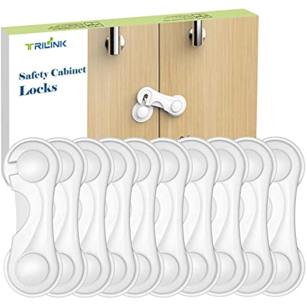 TRILINK Child Safety Cupboard Locks - 10 Pack Adhesive Baby Proofing