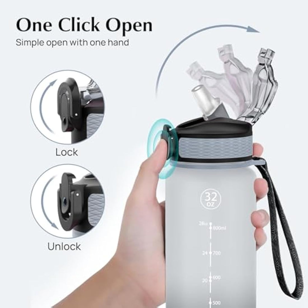 Jolof Store 1L Sports Water Bottle | Tritan BPA Free with Time Marker