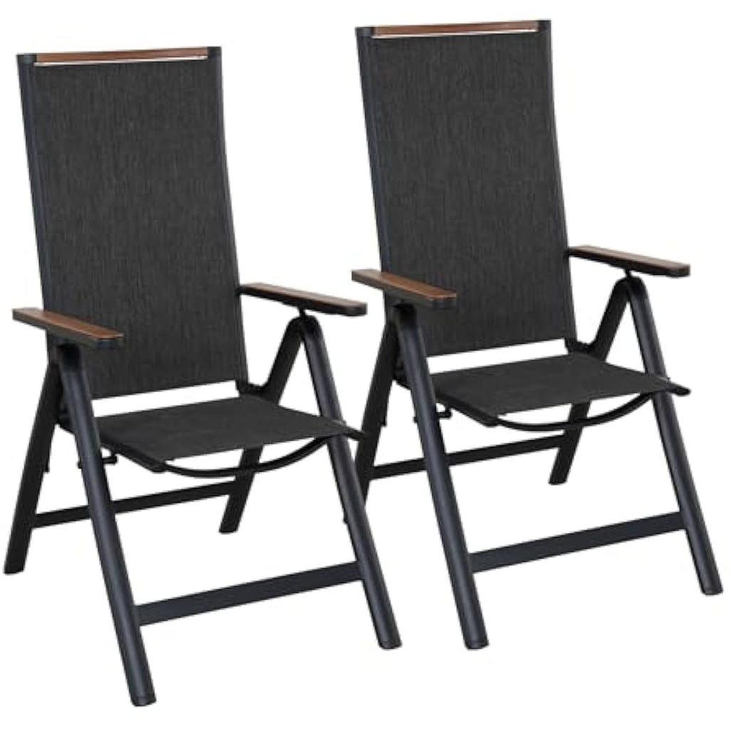 Grand Patio Folding Chairs - Set of 2 Adjustable Aluminum Garden Seats
