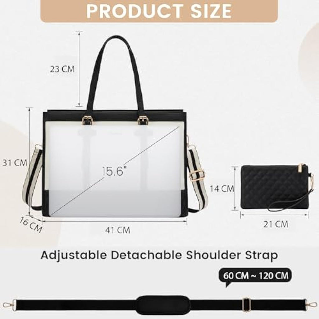 LOVEVOOK 15.6 Inch Laptop Bag for Women | Large Leather Work Tote Bag