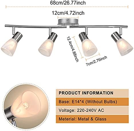 Unikcst 4-Way LED Ceiling Spotlights | Chrome & Glass Adjustable Lamp