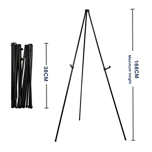 Mutualsign Portable Art Easel | 168cm Folding Tripod Display Stand - Black