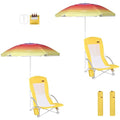 Nice C High Back Beach Chairs with Umbrella and Cooler Bag, 2-Pack Yellow