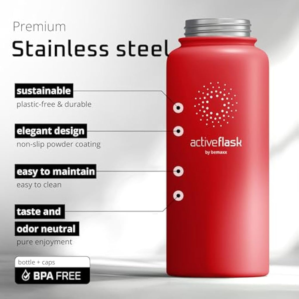Jolof Store Insulated Stainless Steel Water Bottle | 3 Lids | 1L & 0.5L