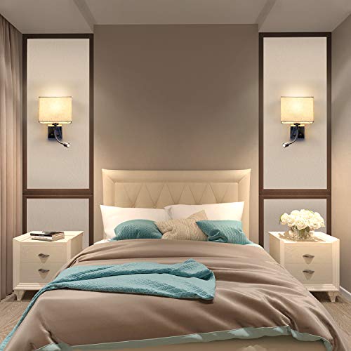 ZMH Bedside Wall Sconce | Flexible LED Reading Light with Fabric Shade