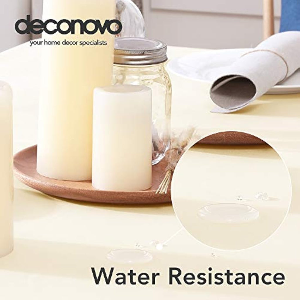 Deconovo Oxford Rectangle Tablecloth – Waterproof & Wipeable, Beige