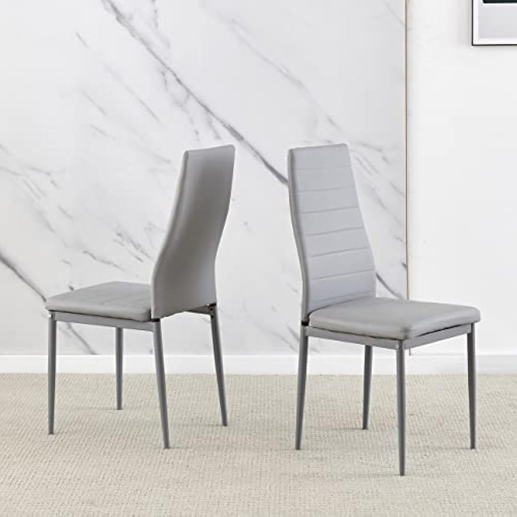 Modern Faux Leather Dining Chairs - Set of 2 Grey