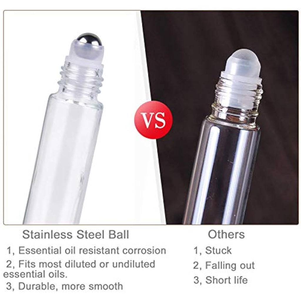 Yalbdopo 10ml Glass Roller Bottles - 10 Pack Refillable Roll-on Set
