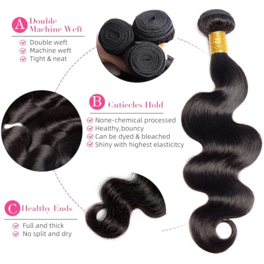 Jolof Store Brazilian Body Wave Human Hair Bundles - 12A Virgin Hair