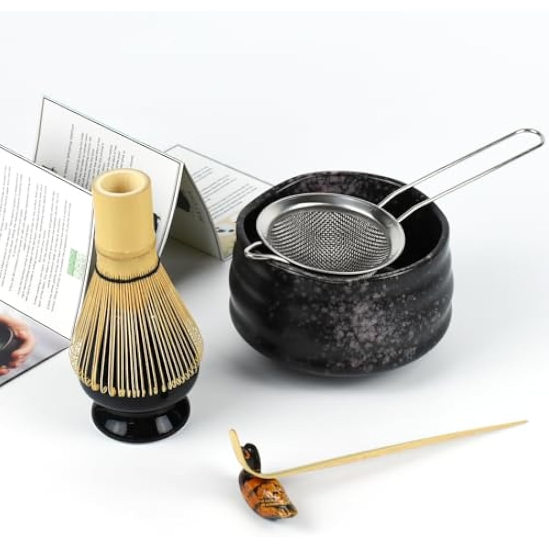 Artcome Matcha Ceremony Kit – 7-Piece Bamboo Tea Set with Bowl (Black)