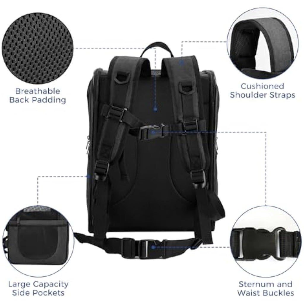 Apollo Walker Pet Carrier Backpack – Airline Approved Hiking Bag, Black