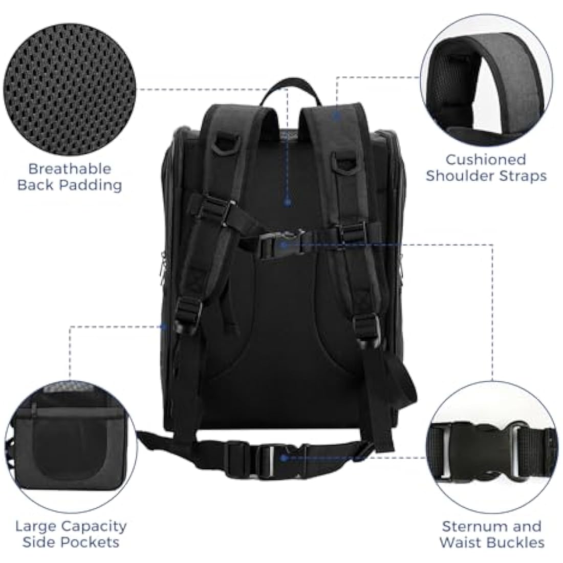 Apollo Walker Pet Carrier Backpack – Airline Approved Hiking Bag, Black