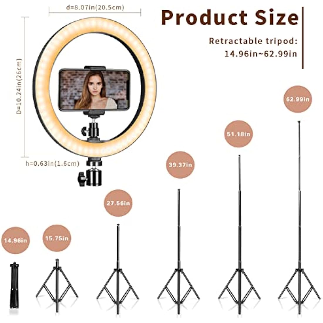 AIXPI 10" Ring Light with 67" Tripod Stand and Phone Holder