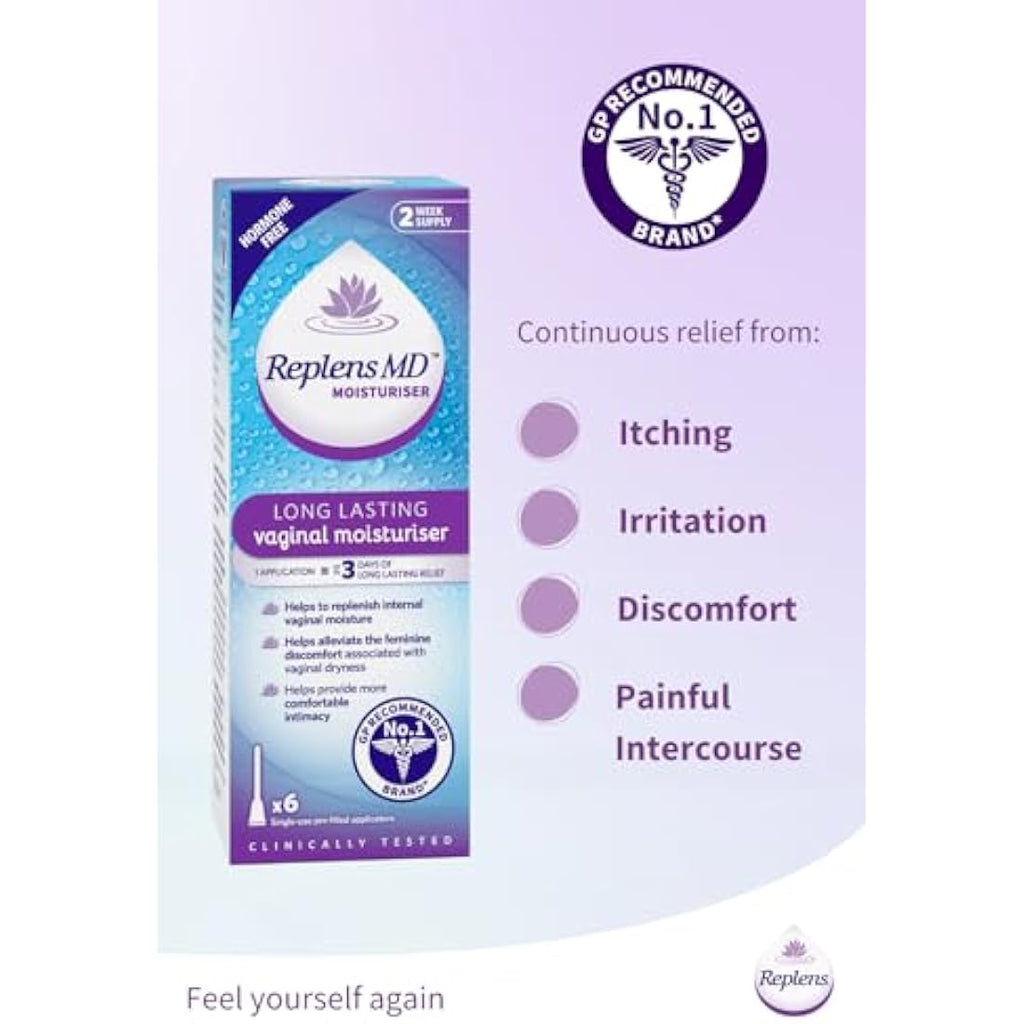 Replens Long Lasting Vaginal Moisturiser | Hormone Free | 6 Applicators