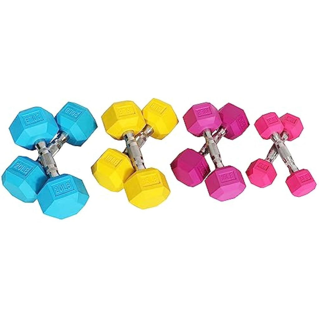 Jolof Store Rubber Coated Hex Dumbbell Set – 100lb Weight Set
