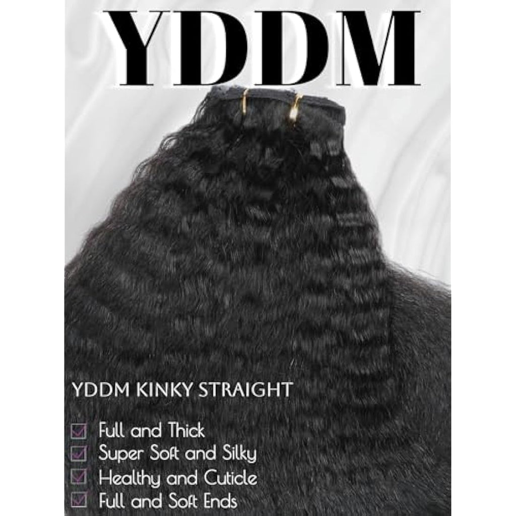 Kinky Straight Clip-in Human Hair Extensions - 14 Inch