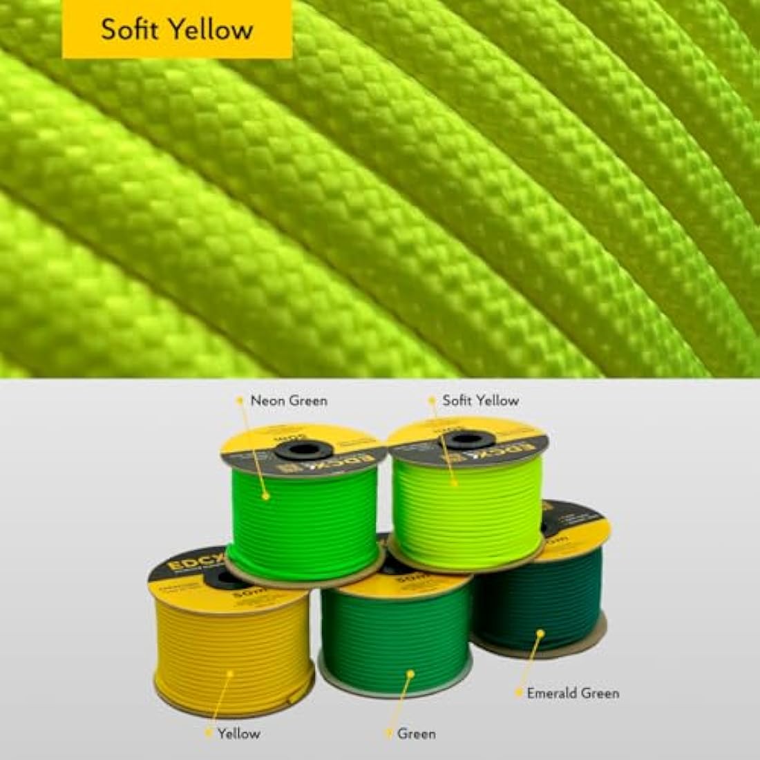 EDCX 550 Paracord – 4mm 7-Strand Nylon Rope for Camping & DIY, 15m