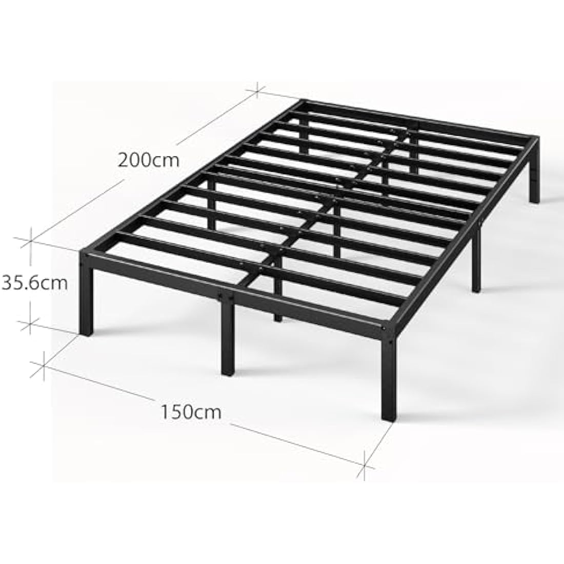 Zinus Elias King Metal Bed Frame – 36cm Height with Storage | Black
