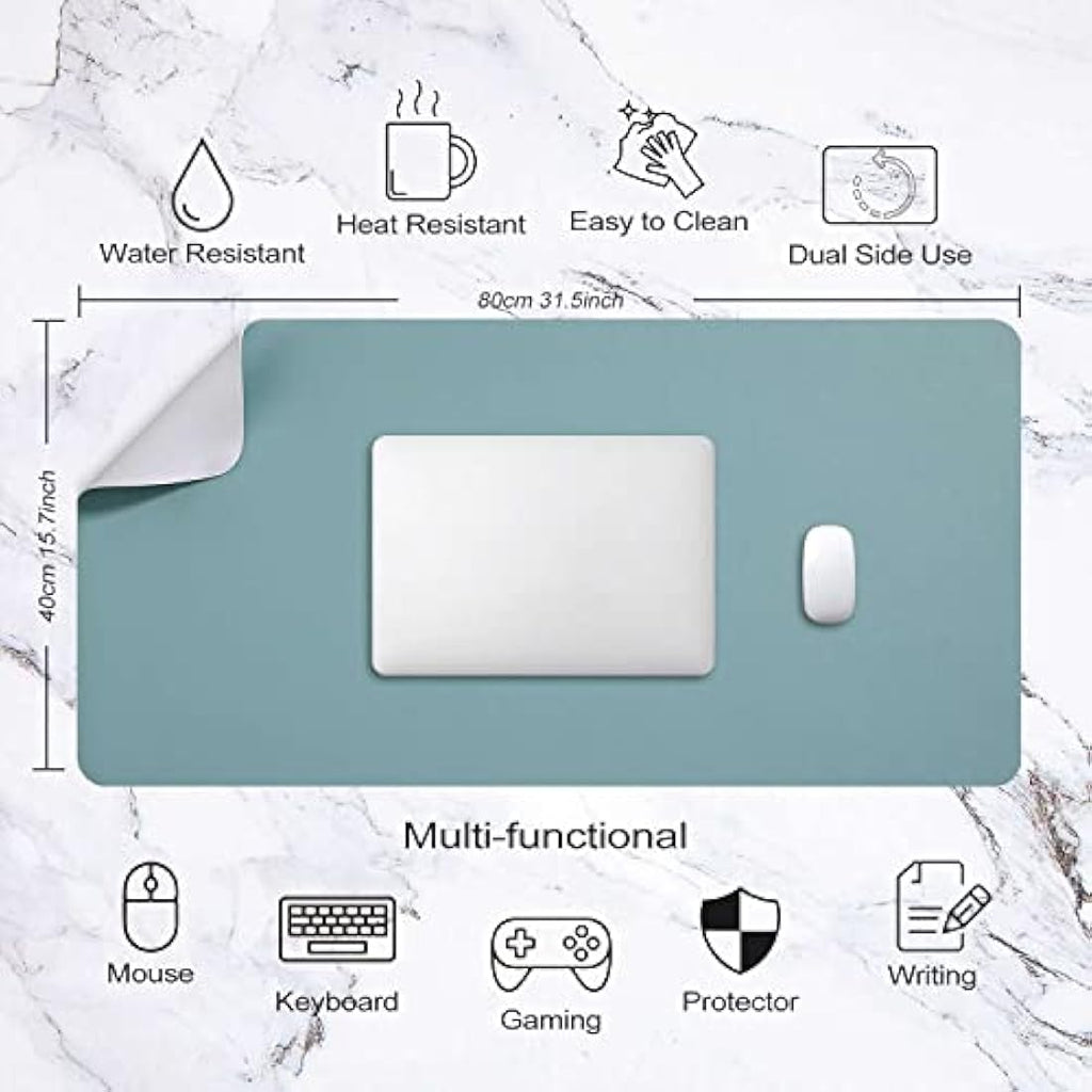DOBAOJIA Large PU Leather Desk Pad – Waterproof Dual-Side Mouse Mat, Grey