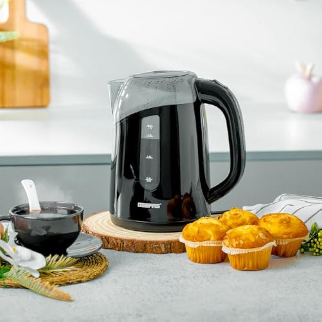 Geepas 1.7L Electric Kettle – LED Illuminating Cordless Jug, Black
