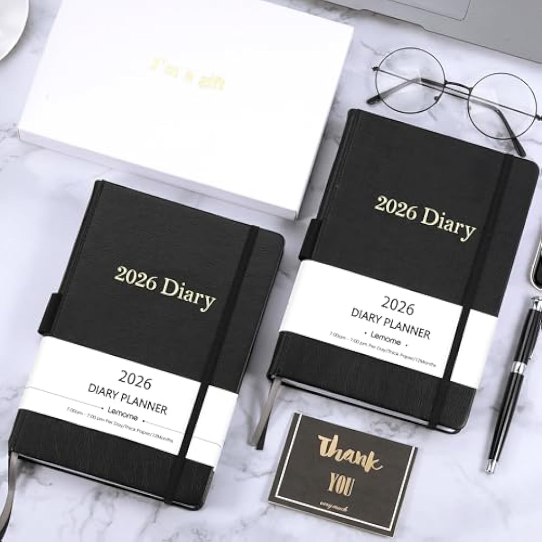 Jolof Store 2026 Diary A5 Page a Day - Daily Planner with Tabs, Grey