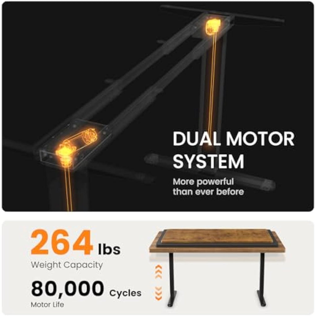 ErGear Dual Motor Electric Standing Desk Frame | 120kg Capacity - Black