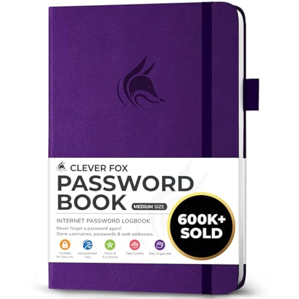 Password Book – Internet Address Logbook with Tabs, Purple