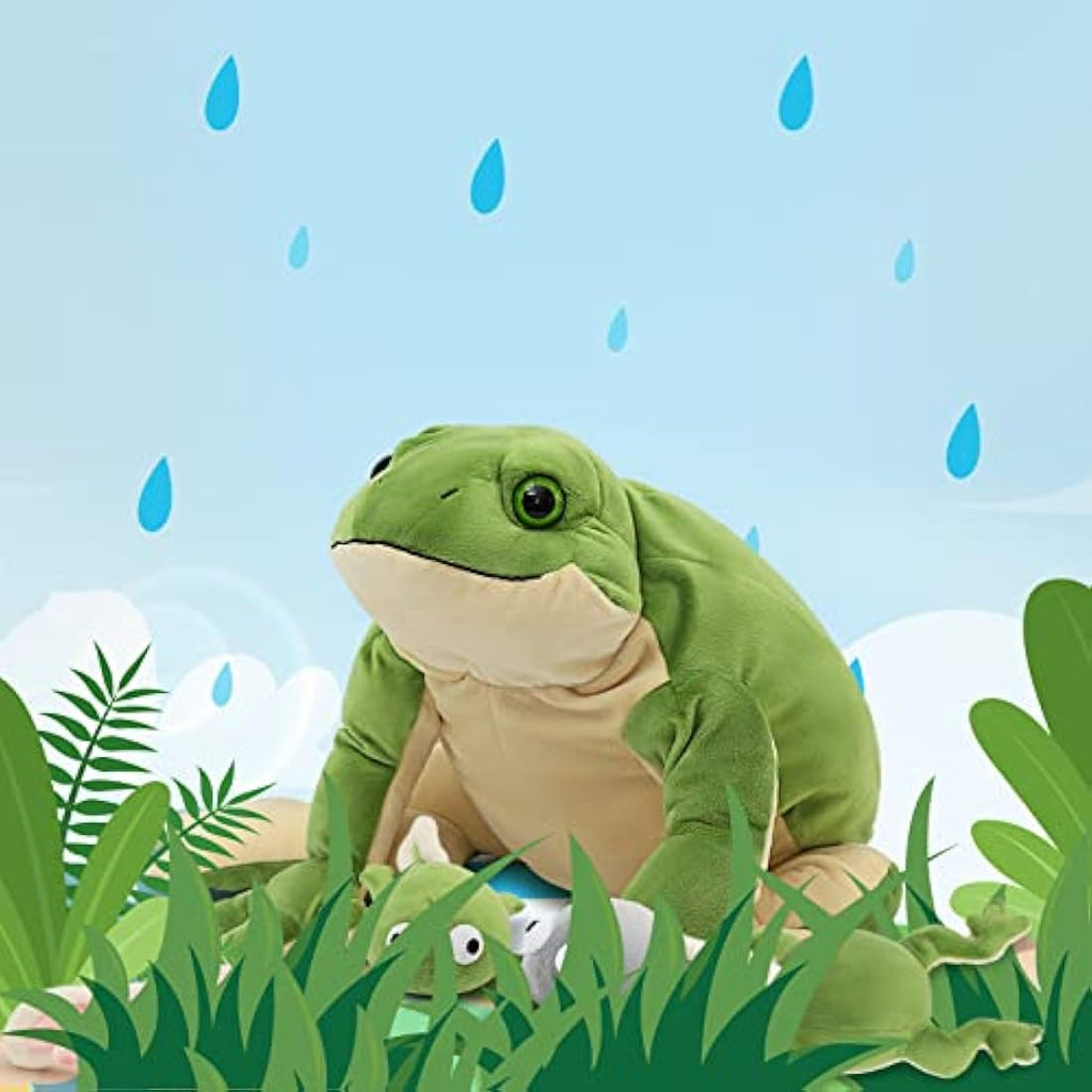 MorisMos 5-in-1 Frog Plush Toy with 4 Baby Tadpoles – 52cm Green Toad